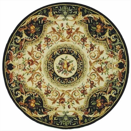 Safavieh 5 ft. 6 in. x 5 ft. 6 in. Round Country and Floral Chelsea Black Hand Hooked Rug HK80A-5R
